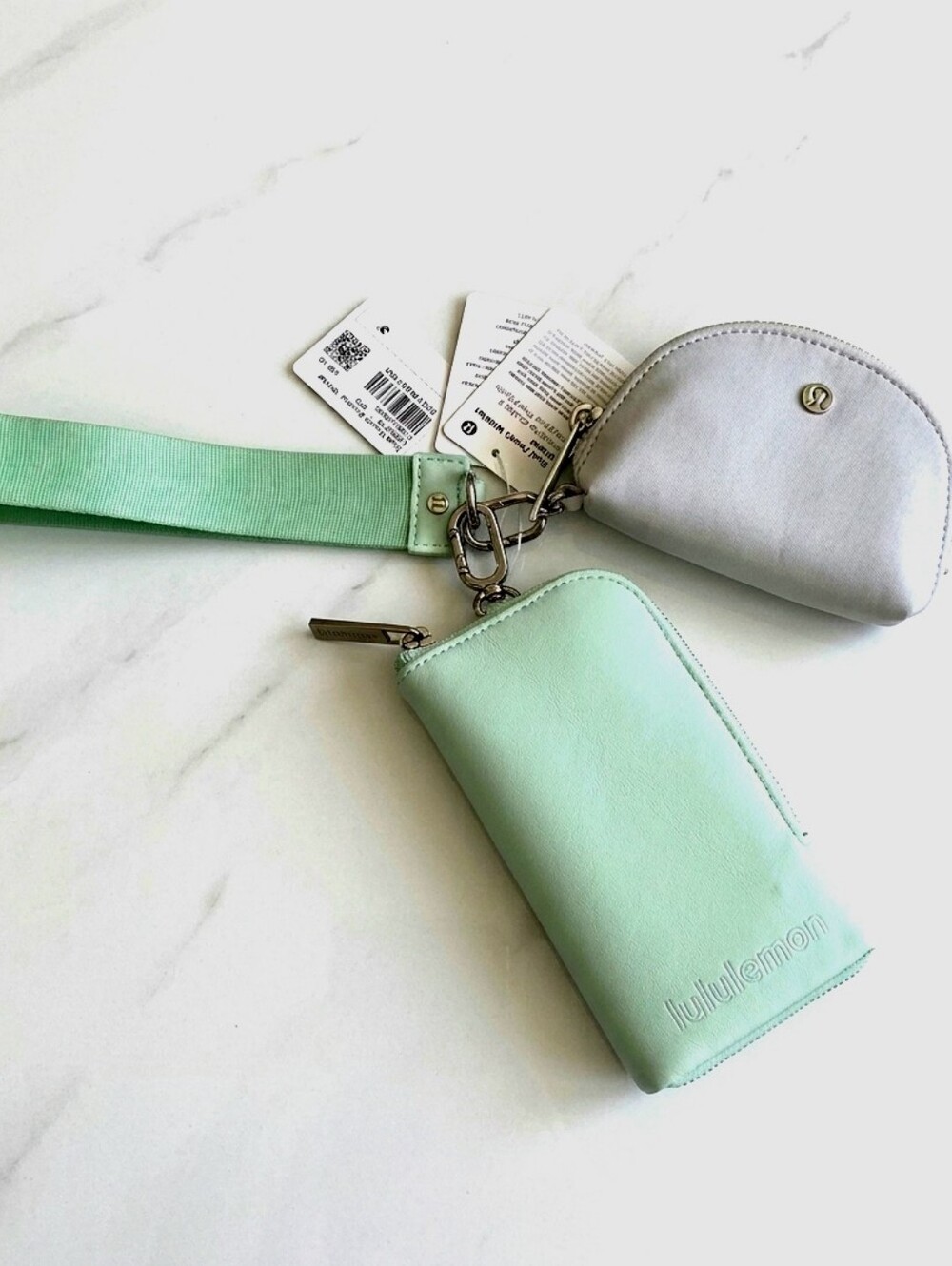 Lululemon Citra Lime & Vapor Dual Pouch Wristlet Wallet Cardholder